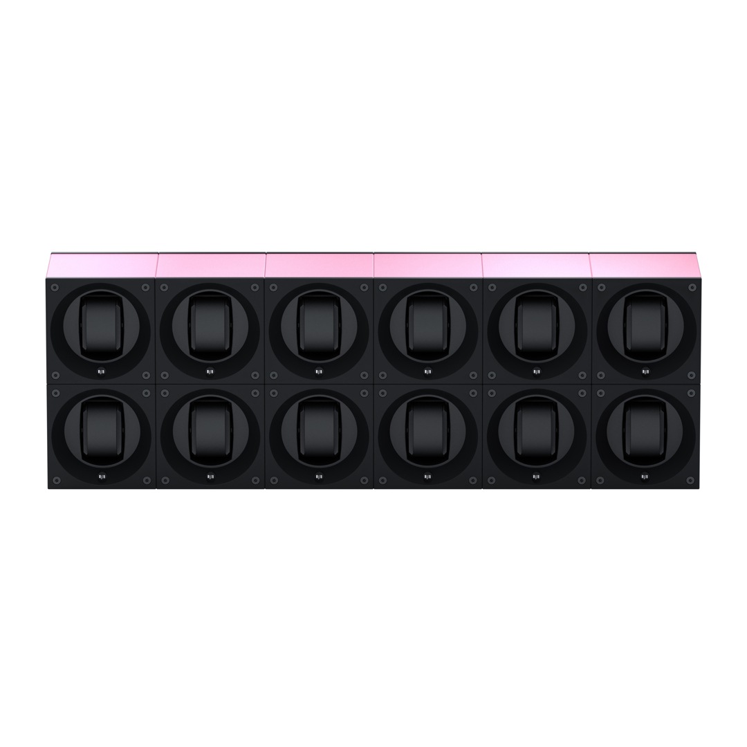 SwissKubik Masterbox Aluminium Rosa - 12 Uhren