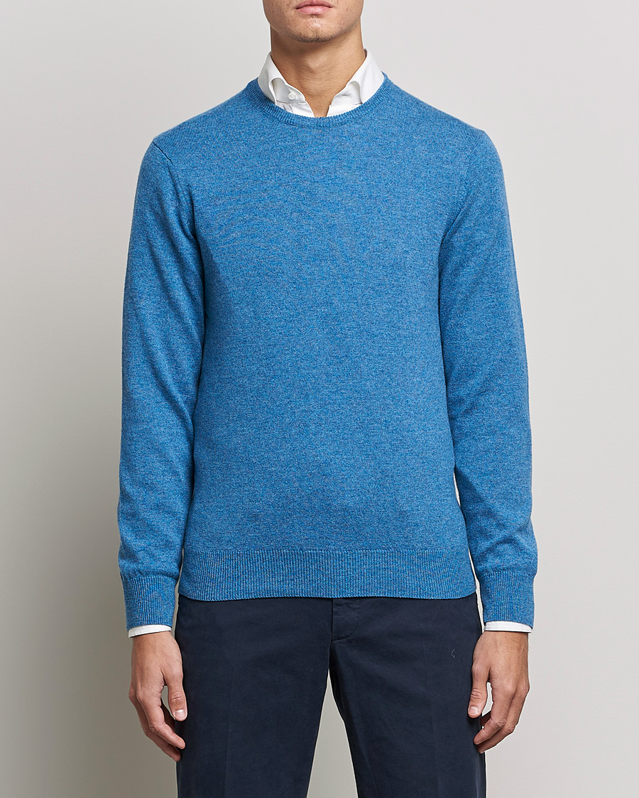 Piacenza Cashmere Cashmere Crew Neck Sweater Light Blue