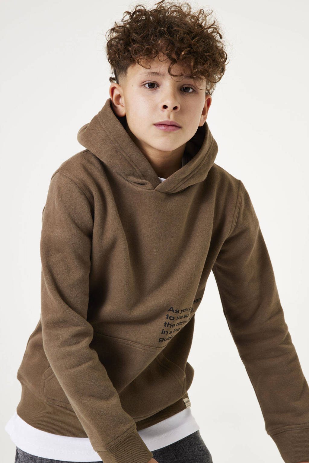 Garcia hoodie met backprint bruin