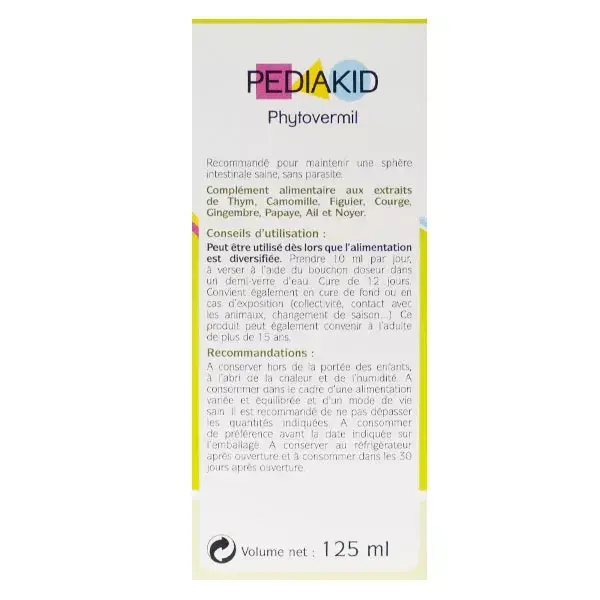 Pediakid Phytovermil Sabor Frutas Vermelhas 125ml