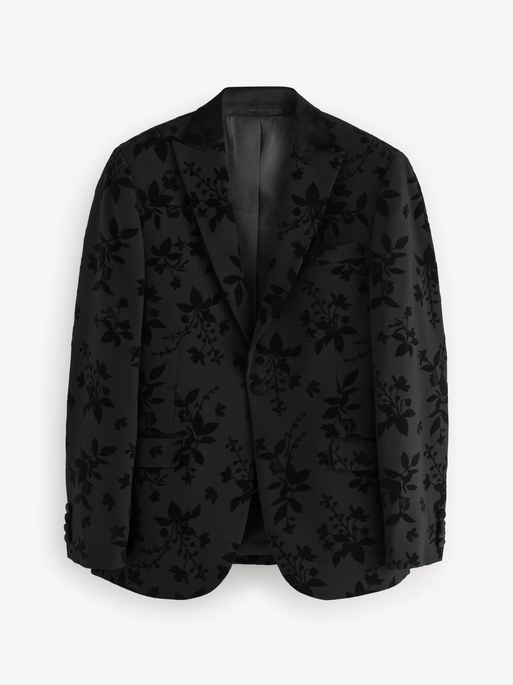 Zwart - Fluwelen blazer met bloemenprint