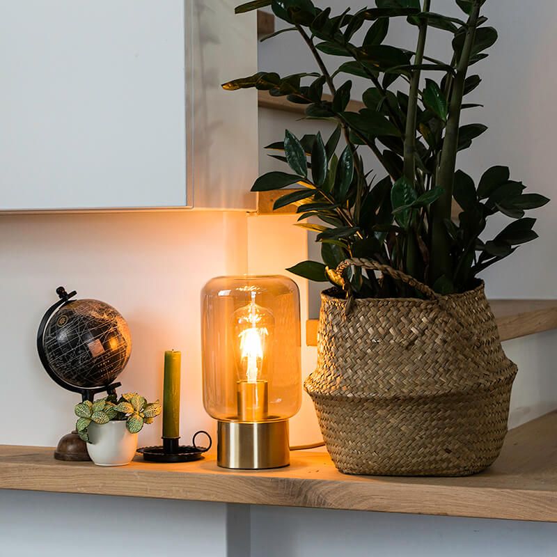 Design messing met smoke glas tafellamp - Bliss Cute