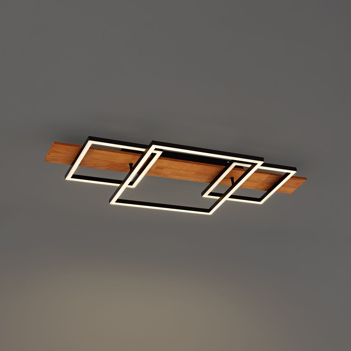 Design plafondlamp zwart vierkant incl. LED 3-staps dimbaar 3-lichts - Nimue