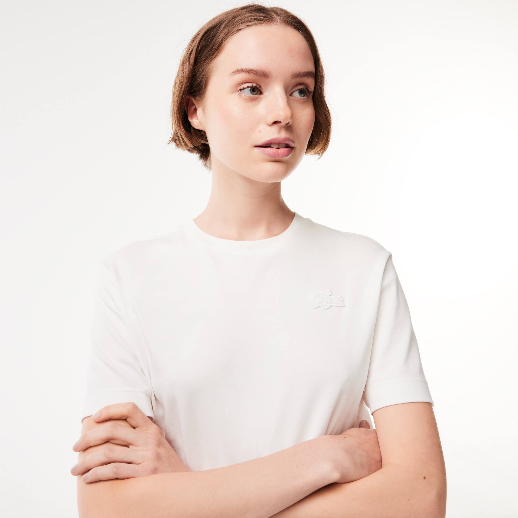 T-Shirt mit strukturiertem Krokodil T-Shirts - Weiss - Lacoste - Damen