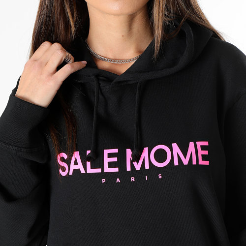Sweat Capuche Femme Lapin Noir Rose Fluo