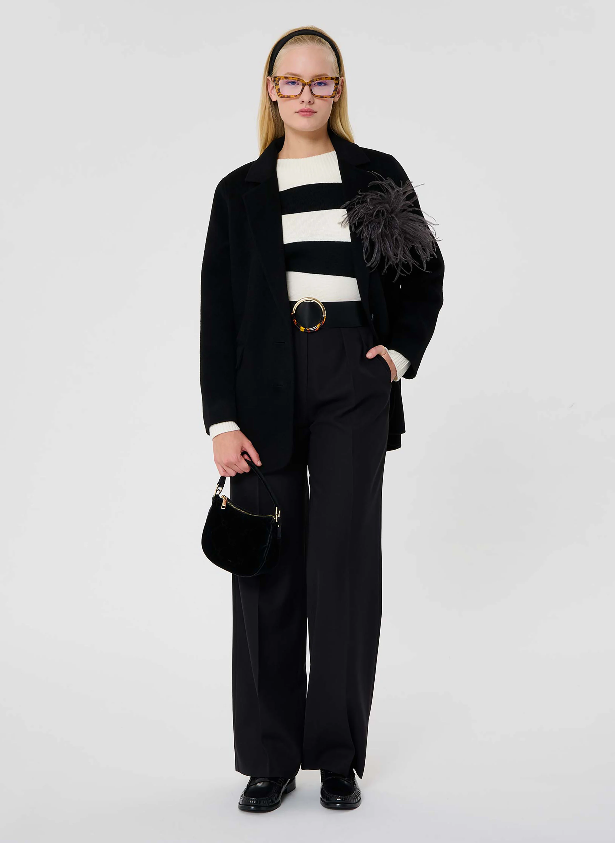 VIRGO - Veste droite tailleur en laine mélangée | Noir
