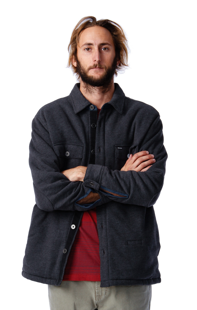 Rvca Union Buttonup Gris Anthracite Chiné M