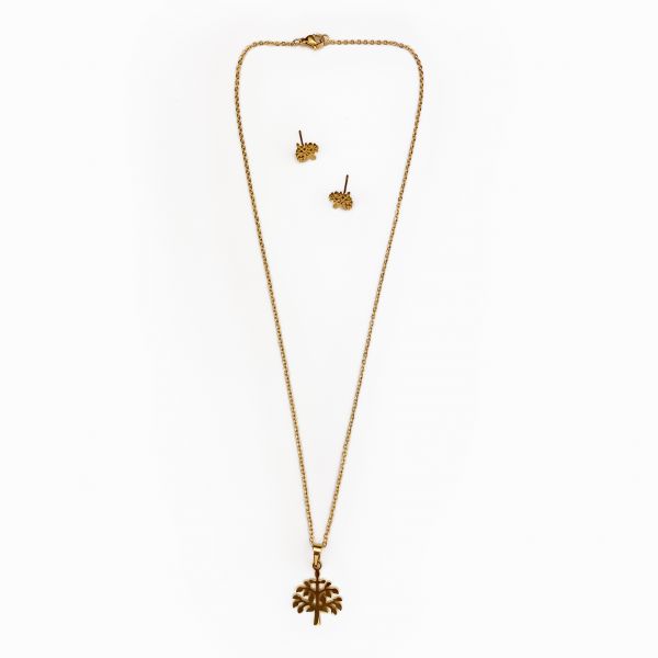 Conjunto Árvore da Vida em Aço Dourado