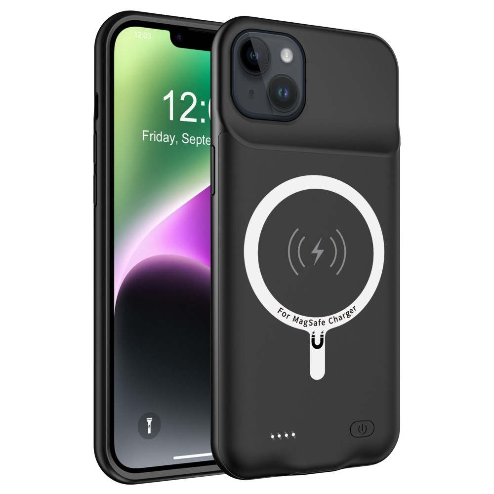 iPhone 14 MagSafe Backpack Akku Case Schutzhülle (7000mAh) - Schwarz