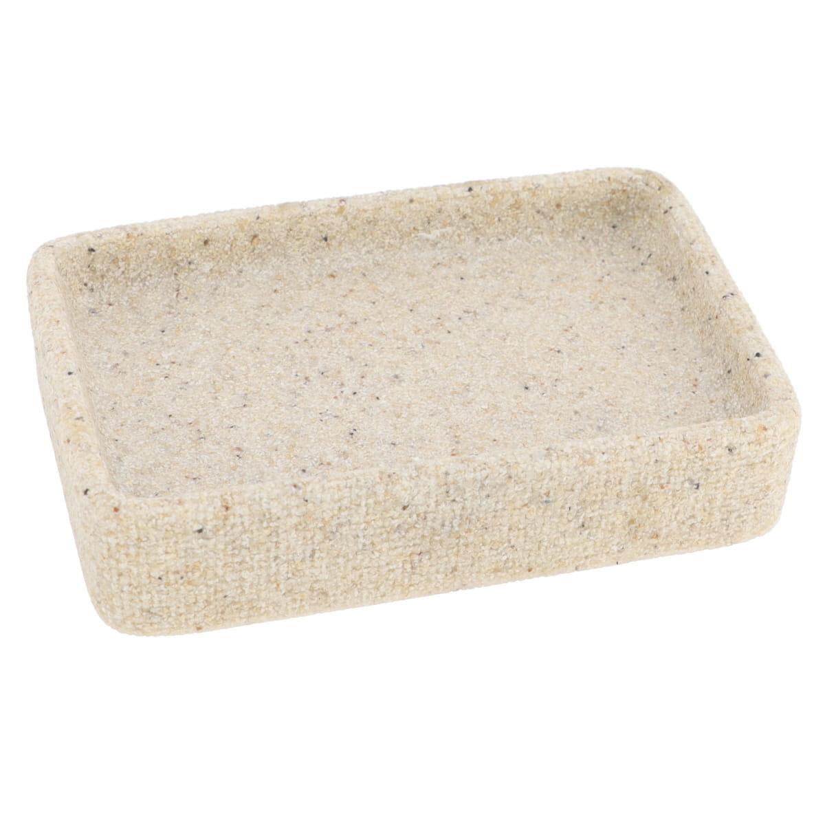 PORTE SAVON POLYRESINE RECTANGULAIRE EFFET SABLE NATUREL