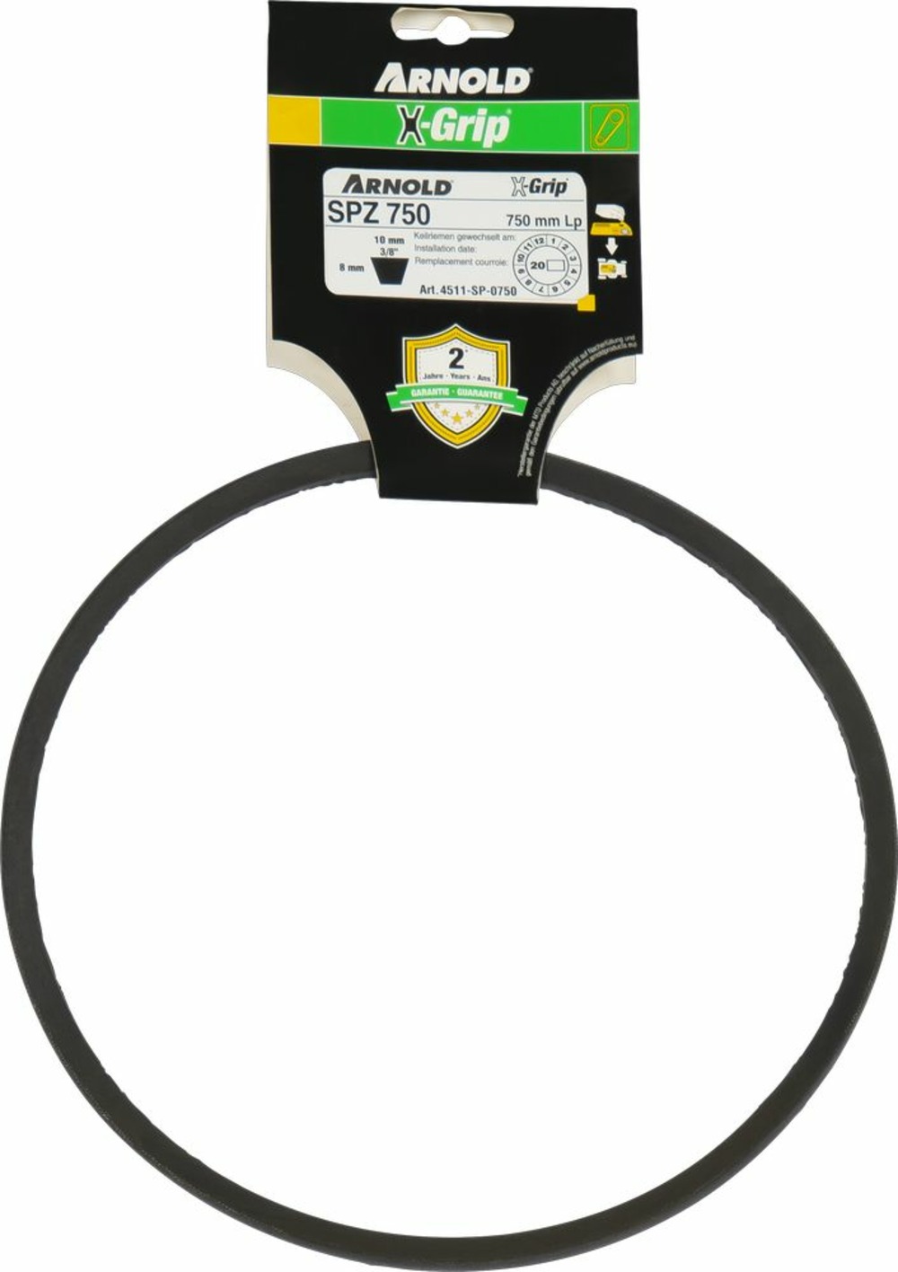 Courroie trapézoïdale x-grip v de type spz 750