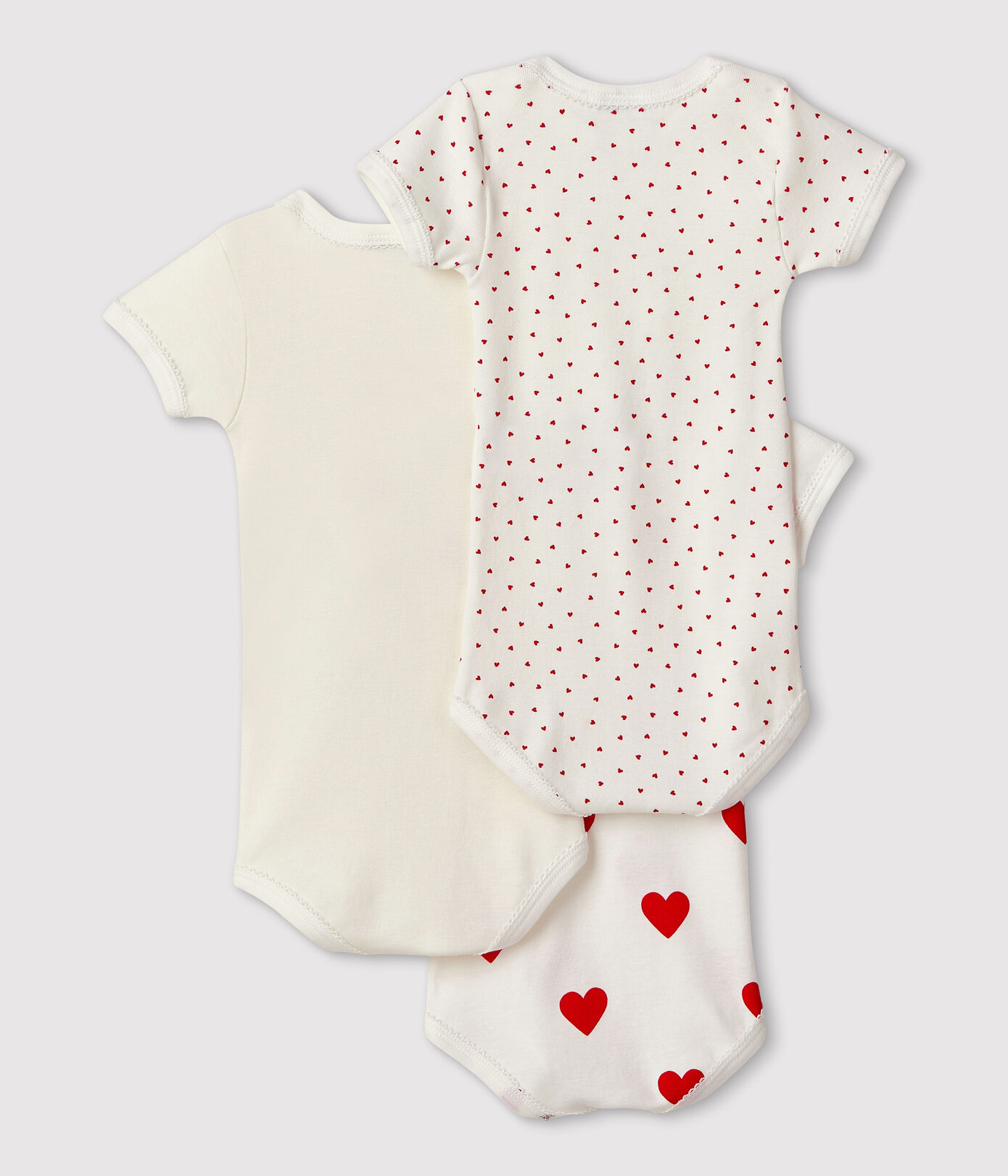 Lot de 3 bodies cœur manches courtes bébé en coton