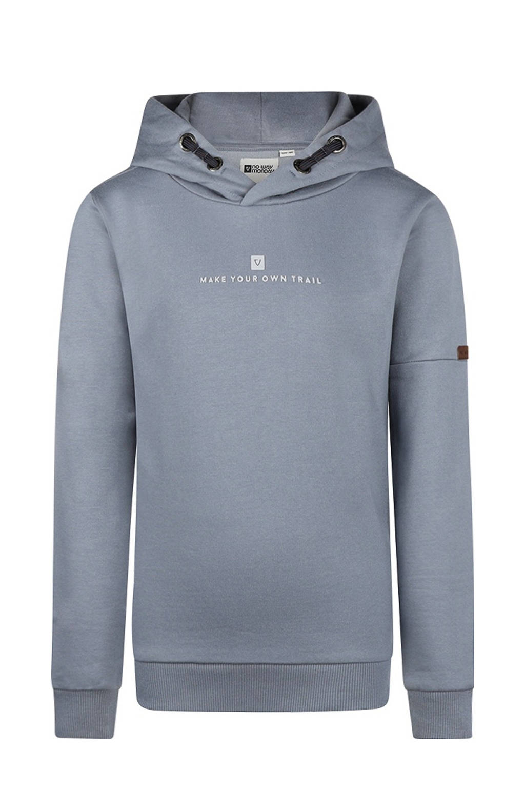 No Way Monday ribgebreide hoodie met backprint grijsblauw