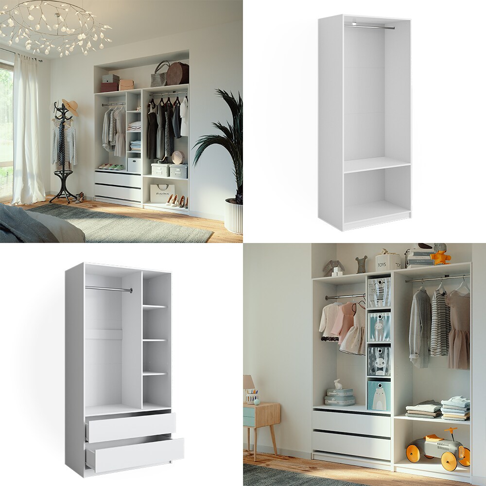 Vicco Kleiderschrank Elmo Weiß 80 x 200 cm Set mit 2 Teile