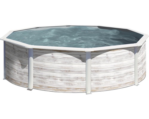 Opzetzwembadset van staalwand Gre rond Ø 370x122 cm incl. zandfiltersysteem, skimmer, ladder & filterzand wit