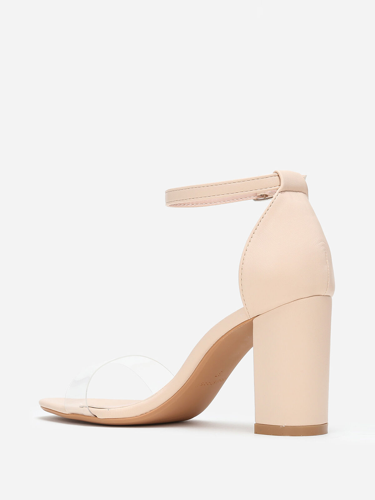 Sandales à bride transparente et talon carrés- Transparent