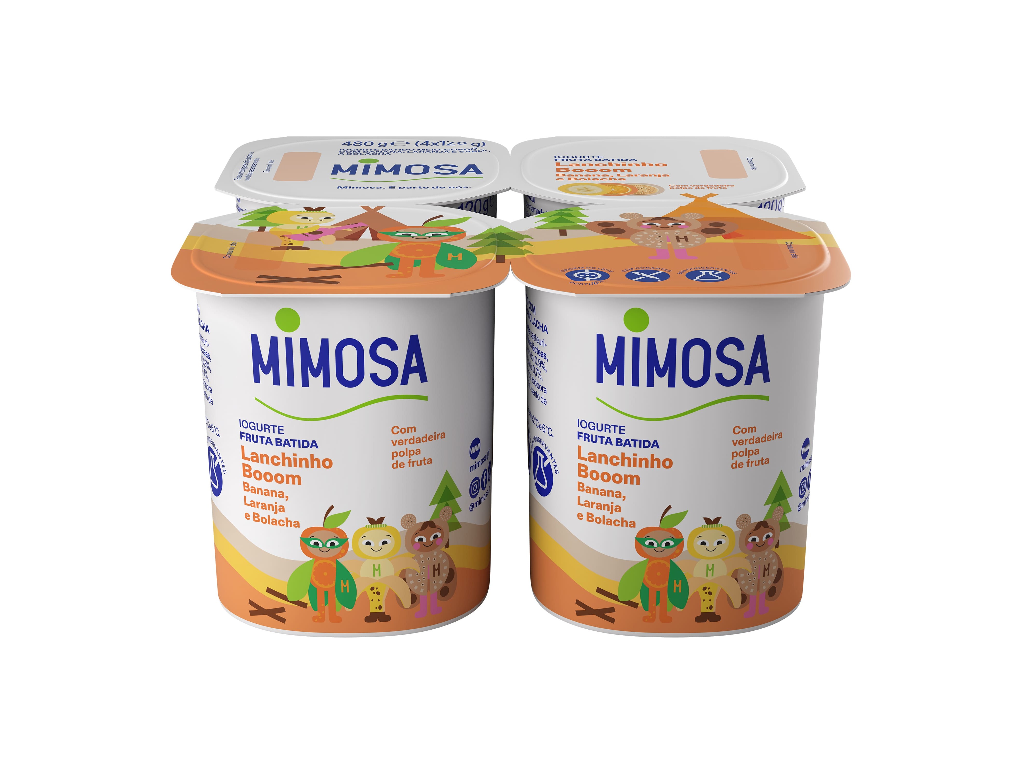 IOGURTE MIMOSA BATIDO POLPA BANANA E LARANJA 4X120G