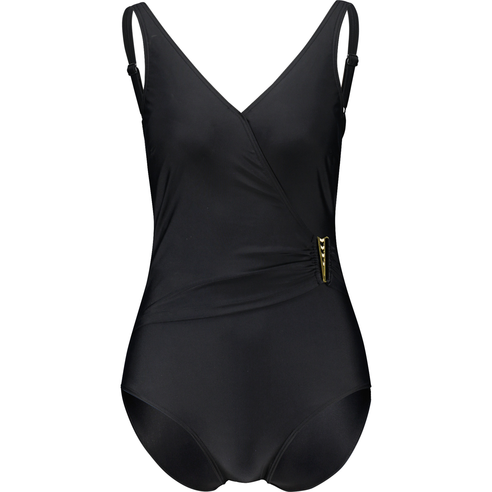 Damen-Badeanzug Schnalle gekreuzt 40C, schwarz