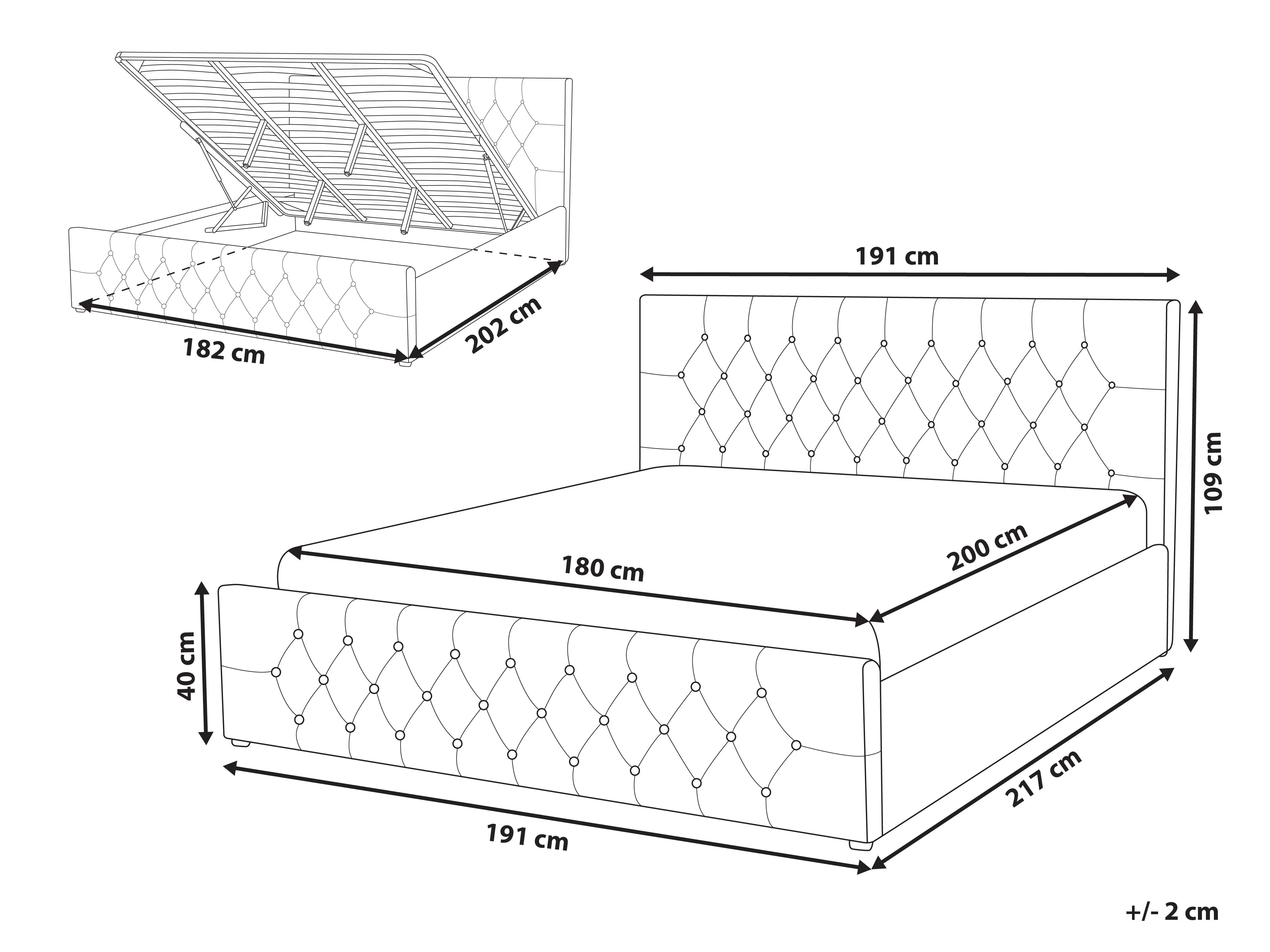 Bed met opbergruimte Stof AMIENS 180 x 200 cm Beige