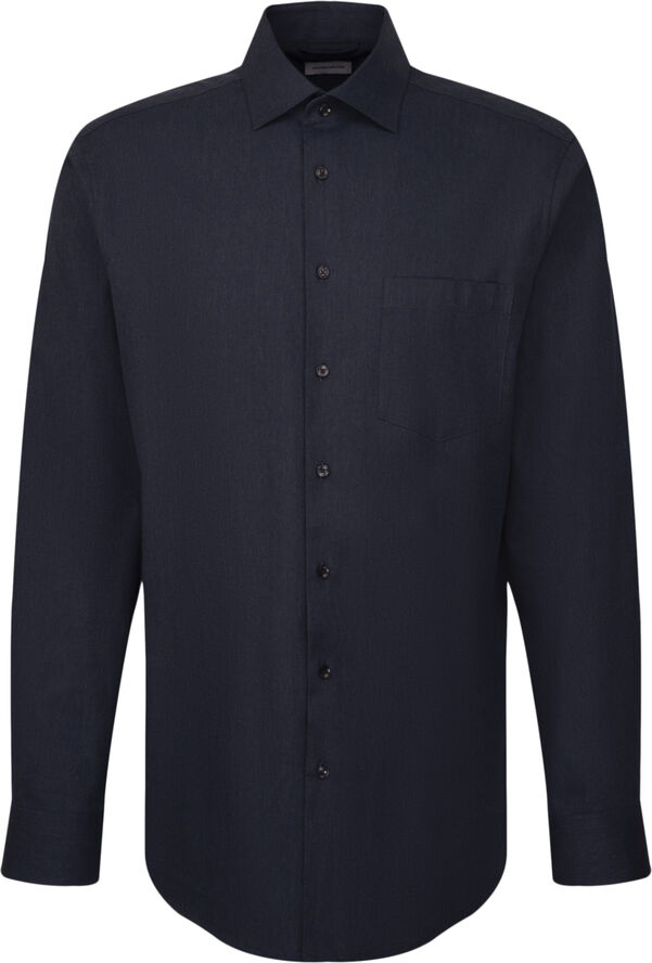 Seidensticker Flannel shirt Regular Long sleeve Kent-Collar Uni Blue