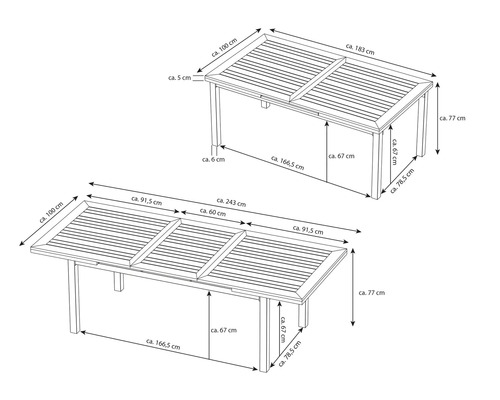 Bellavista Newport eettafel, 100 x 77 cm, aluminium/teakhout, grijs