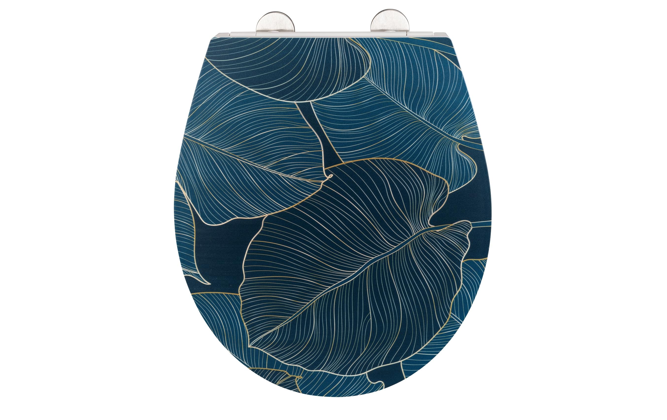 Toilettensitz Big Leaves Absenkautomatik, Blau/GrünWC-Sitz mit Relief