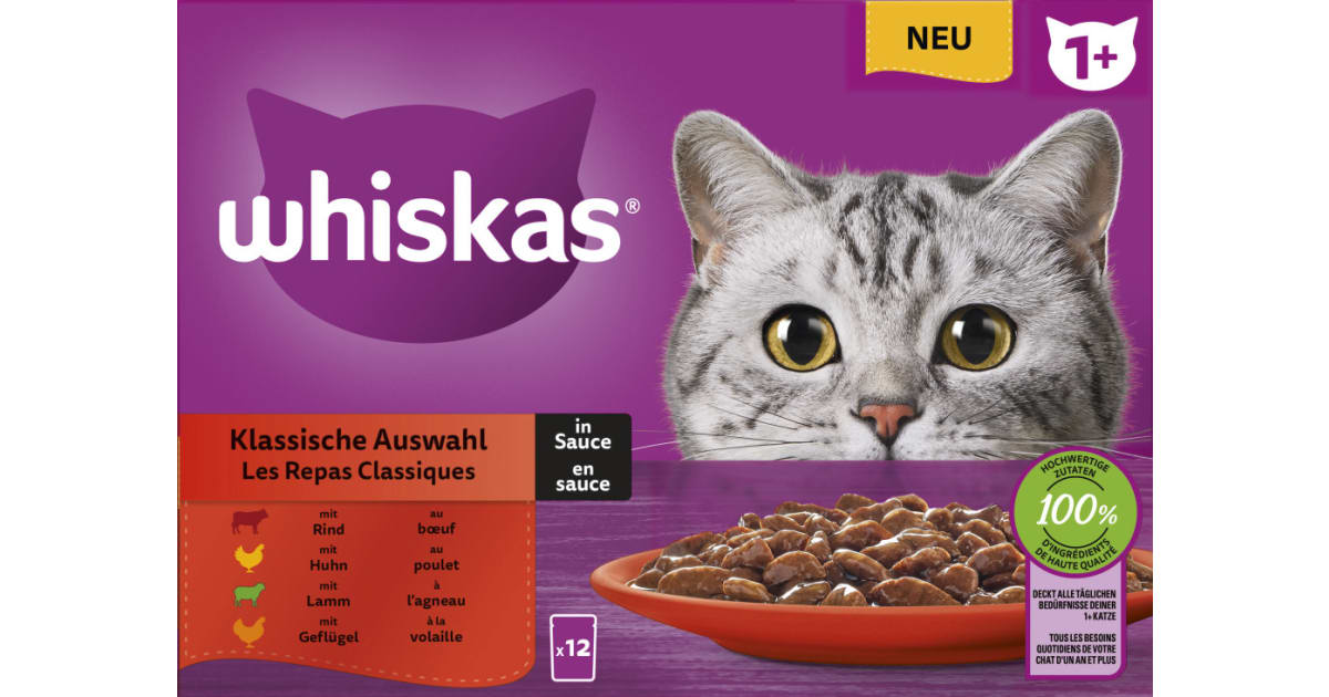WHISKAS Klassische Auswahl Rind-Ente-Lamm-Truthahn