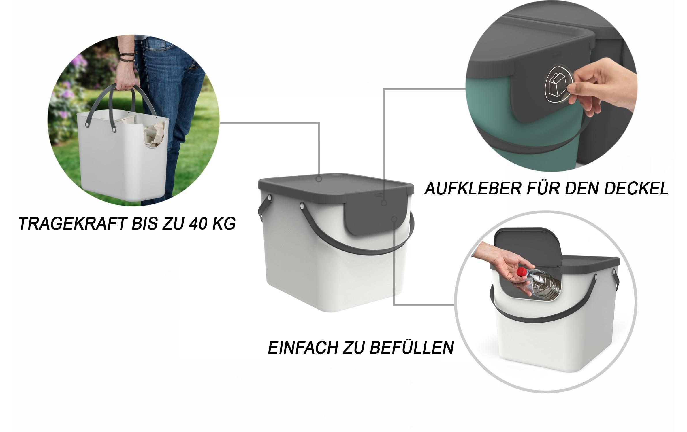 Recyclingbehälter Albula 40 l, Mistletoe WeissMülleimer