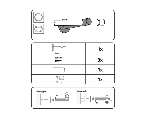 Enkelsporige wandbeugel voor Kira, zilver, Ø 19 mm