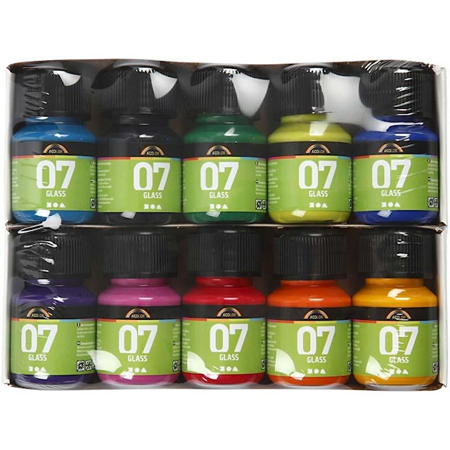 A-Color Glass, ass. farger, 10x30 ml/ 1 pk.