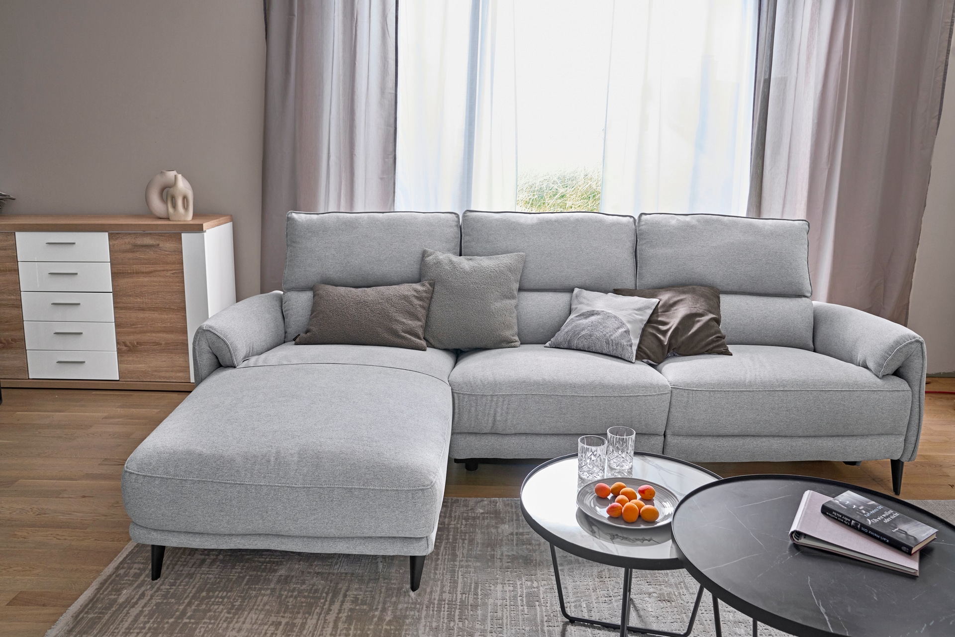 Ecksofa PEPE 160 x 279 cm hellgrau