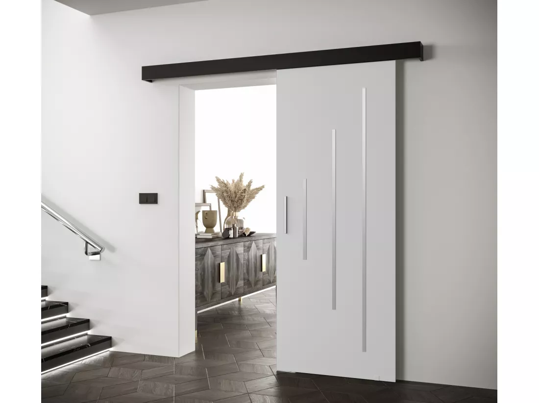 Portes coulissantes Salwador Y 90x204 cm (Blanc / Noir / Argent)