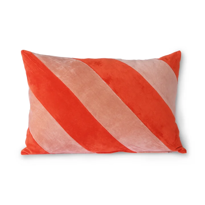 HKliving - Striped Samt-Kissen, 40 x 60 cm, rot / pink