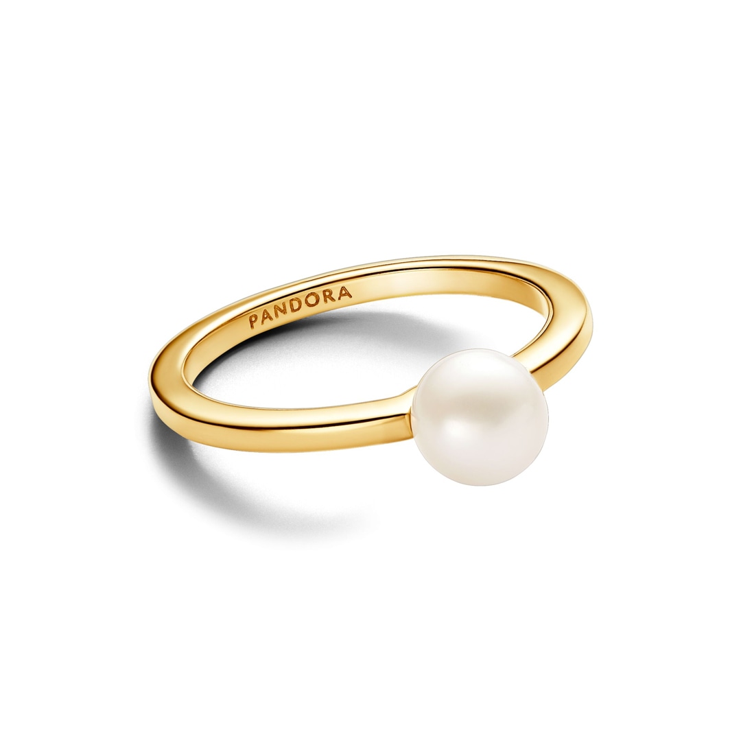 Pandora Gold Timeless Behandelte Süsswasserzuchtperle & Pavé Ring