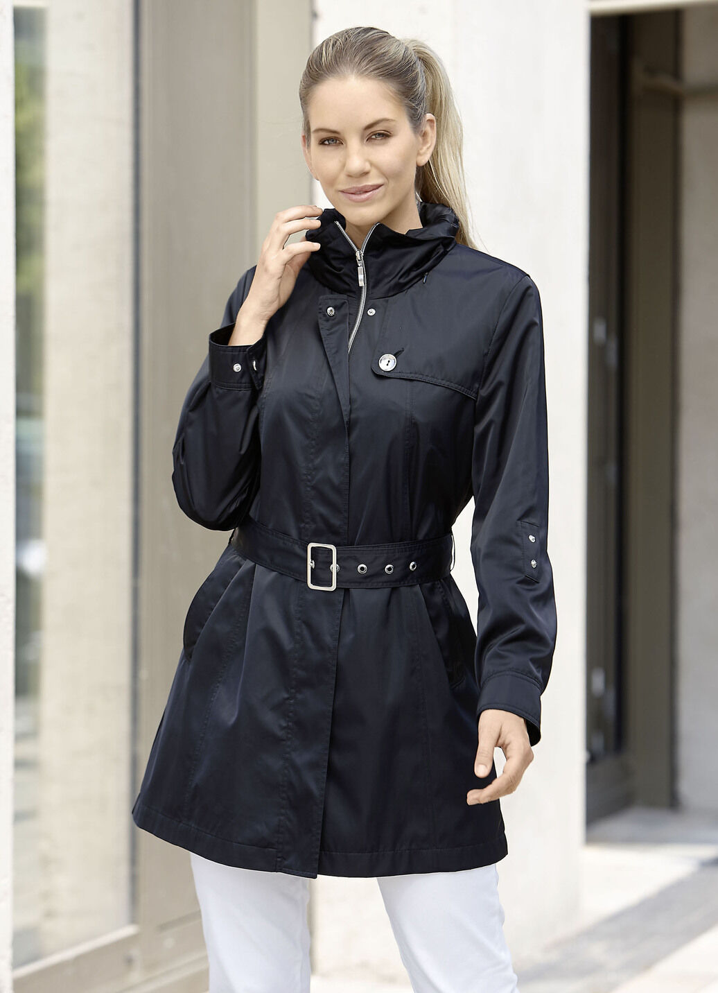 Longjacke mit Gürtel in Trench-Optik