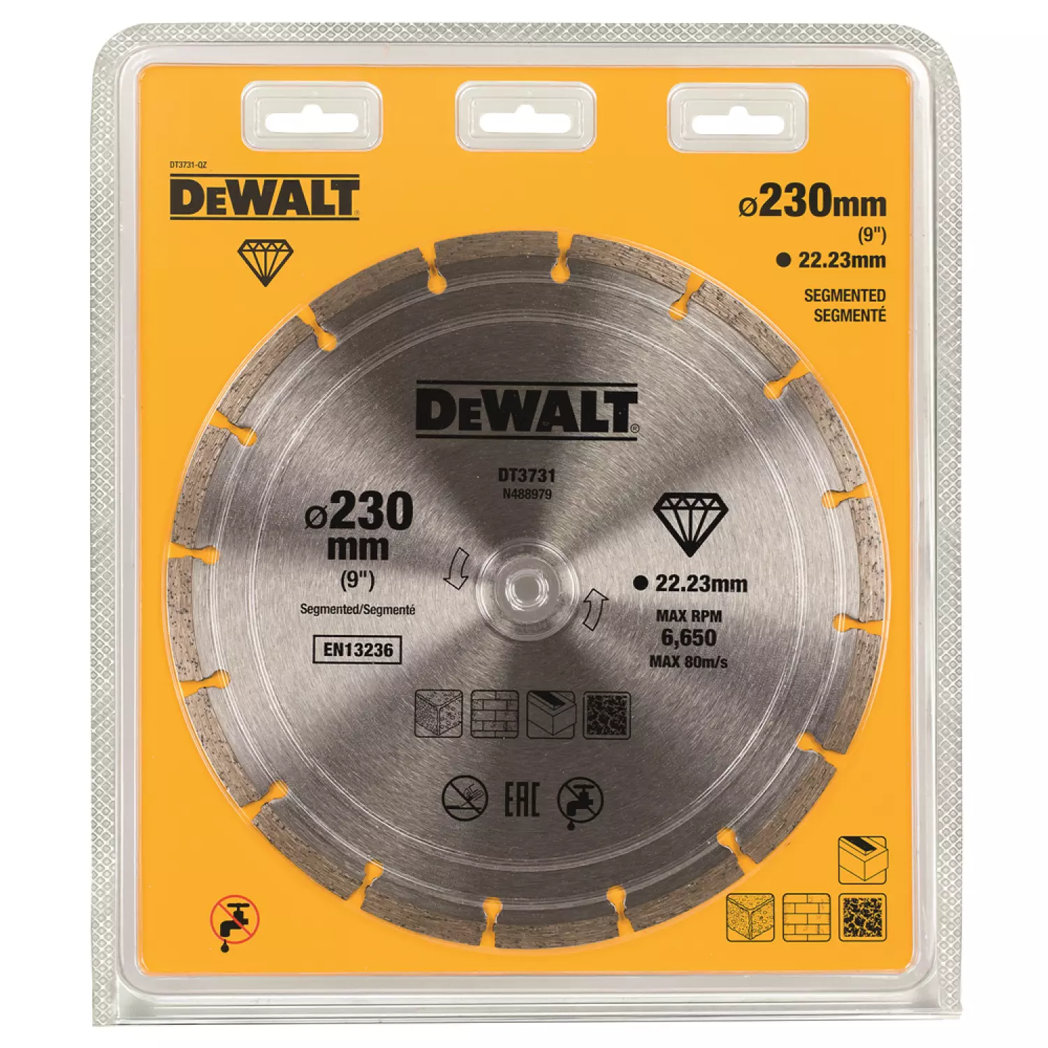 DeWALT DT3731 Diamantdoorslijpschijf - 230 x 22,23 x 2,3mm - beton - steen