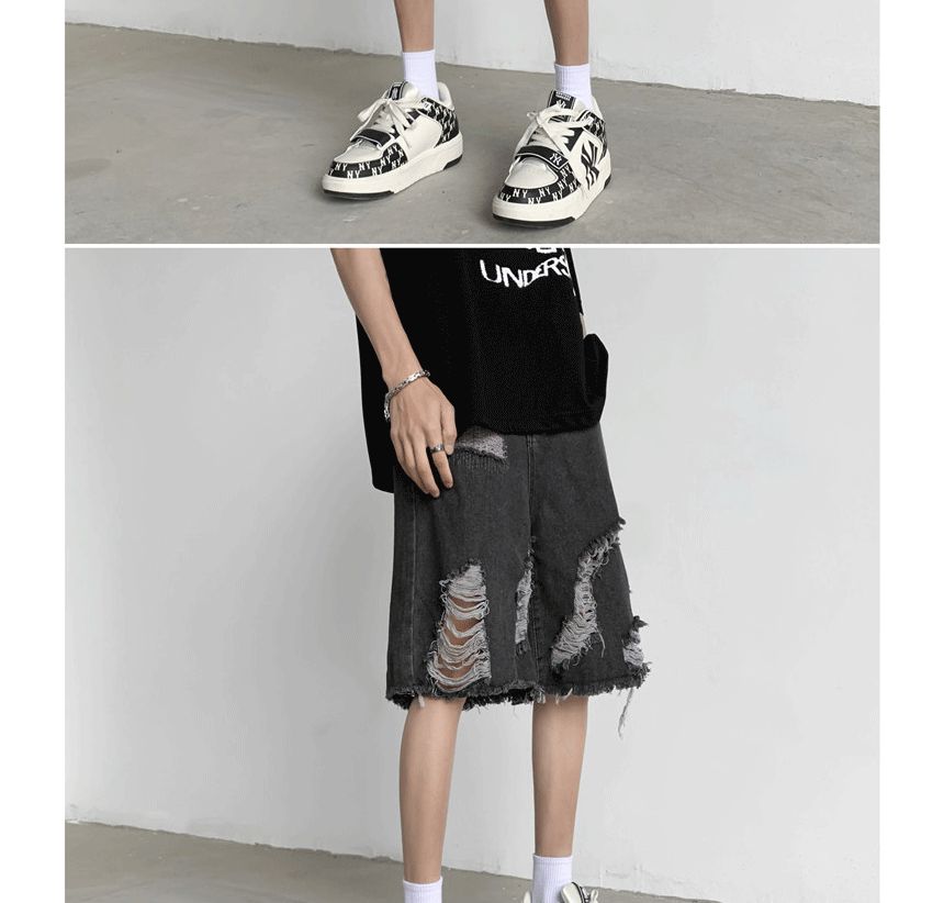 Vozenilek - Hoge taille denim shorts met distressed effect