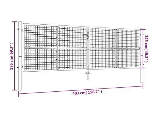 Portail en treillis de jardin acier 390x125 cm vert