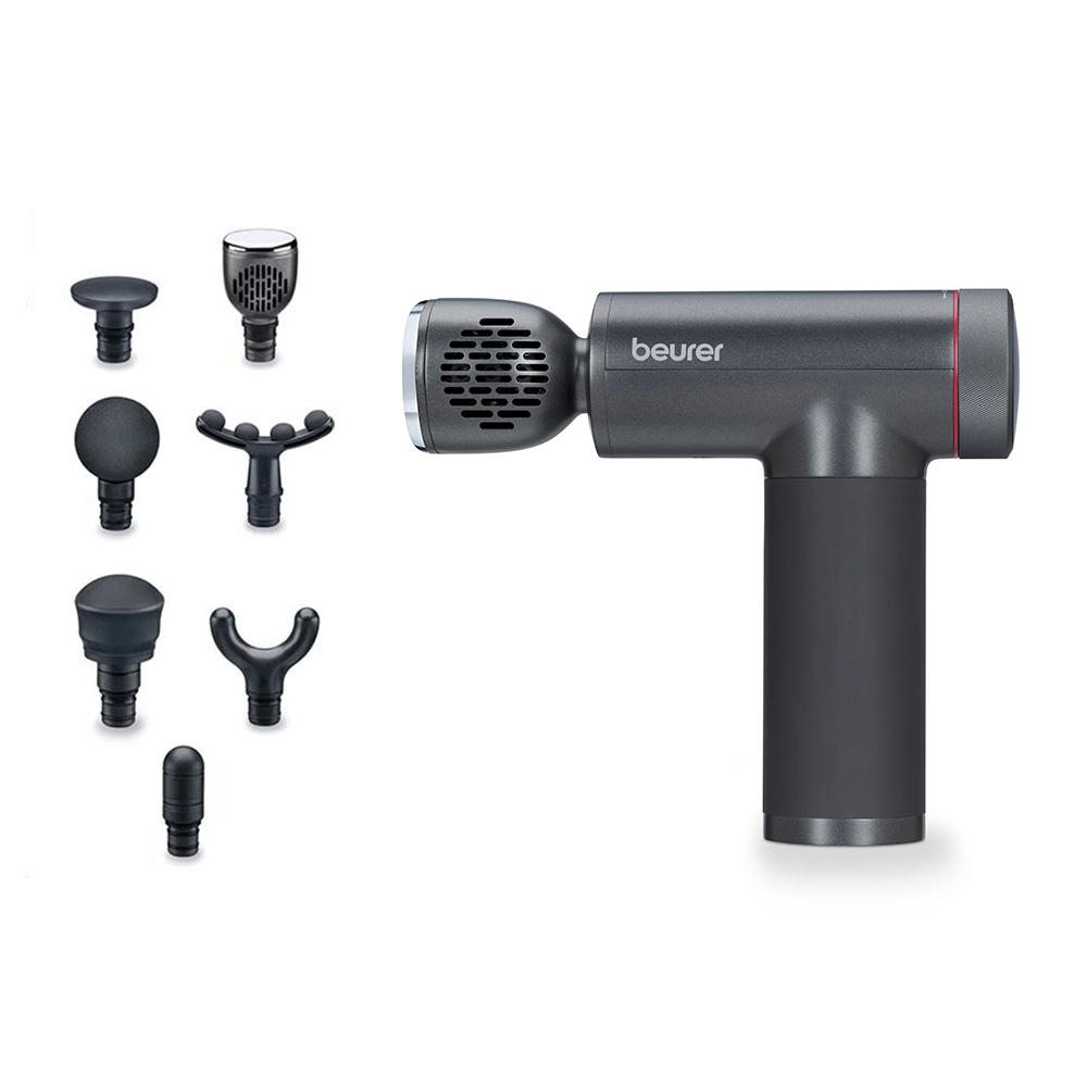 MG 195 Muskelmassagegerät Massage Gun Hot & Cold  Elektronische Muskelmassagepistole mit 7 Aufsätzen (10268) - Schwarz