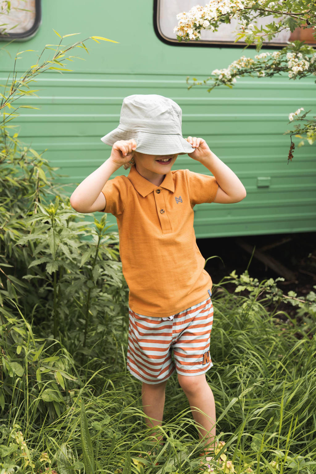zwemshort mintgroen/roestbruin