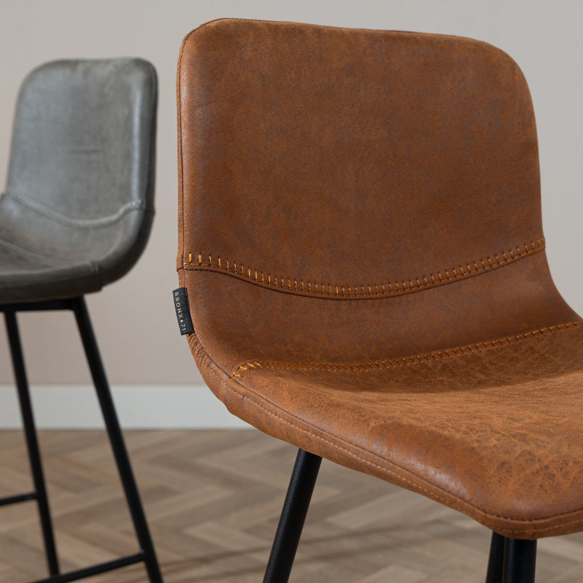 Bronx71 IndustriÃ«le barkruk Mikky cognac eco-leer 65-78 cm