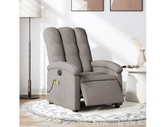 VIDAXL - Fauteuil de massage inclinable électrique taupe tissu
