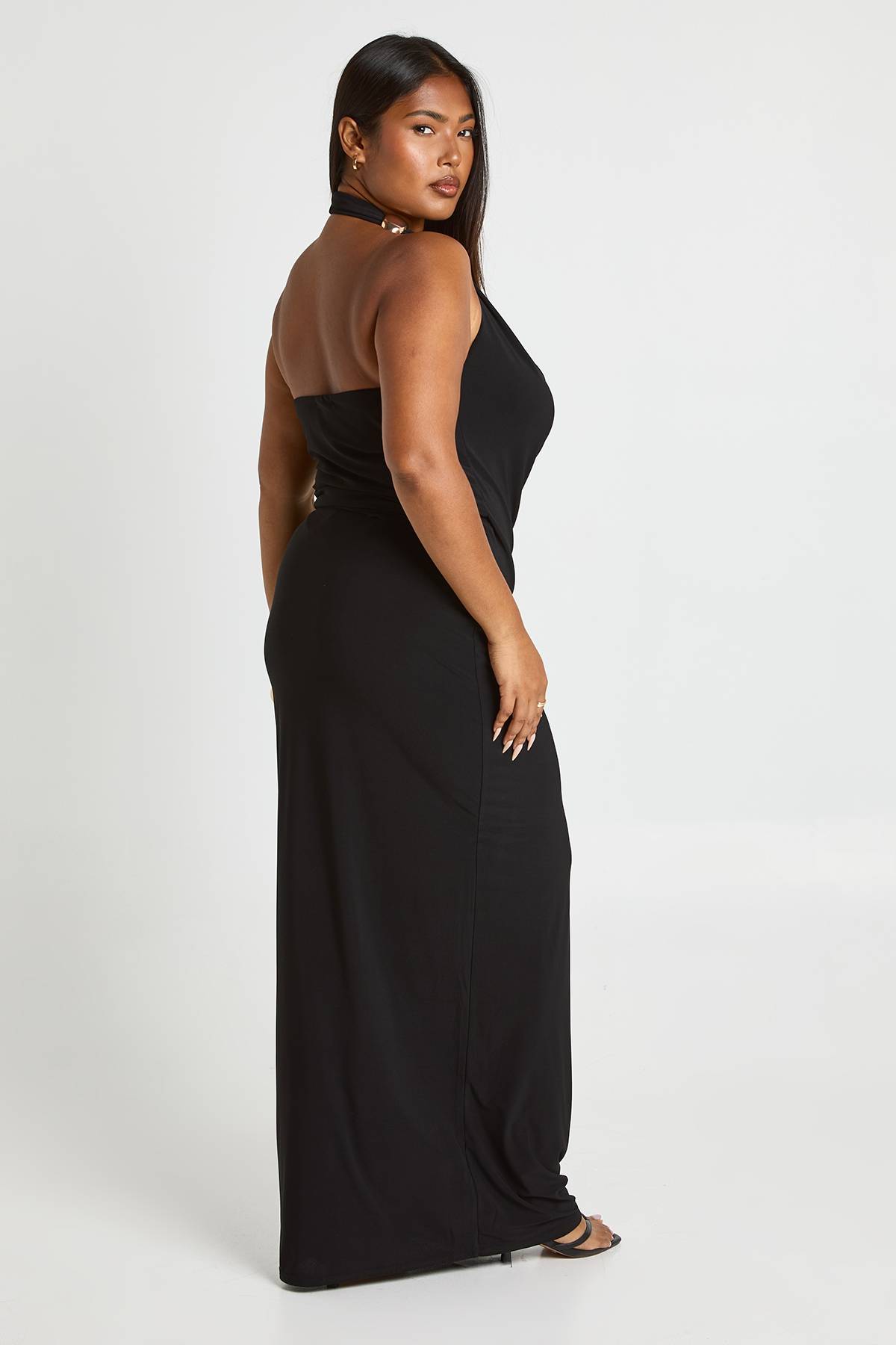 boohoo Plus Haut à encolure drapée avec bordure dorée & Jupe maxi à coupe colonne coordonnée