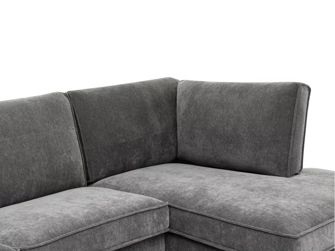 Canapé d'angle droit en tissu gris APRICALE