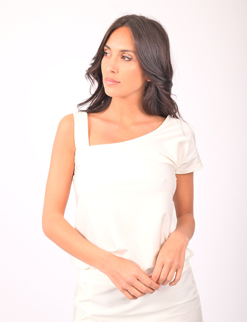 HBT ROBE ASYMÉTRIQUE LUCILLE SAND IVOIRE