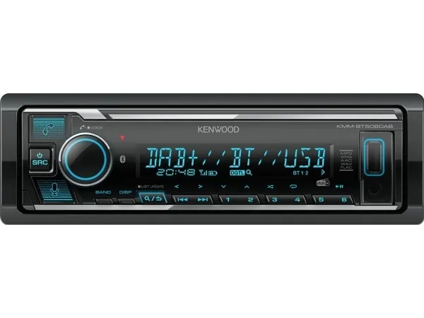Kenwood Electronics KMM-BT508DAB, Sort, 1 DIN, 200 W, 50 W, 24t, AAC, FLAC, MP3, WAV, WMA