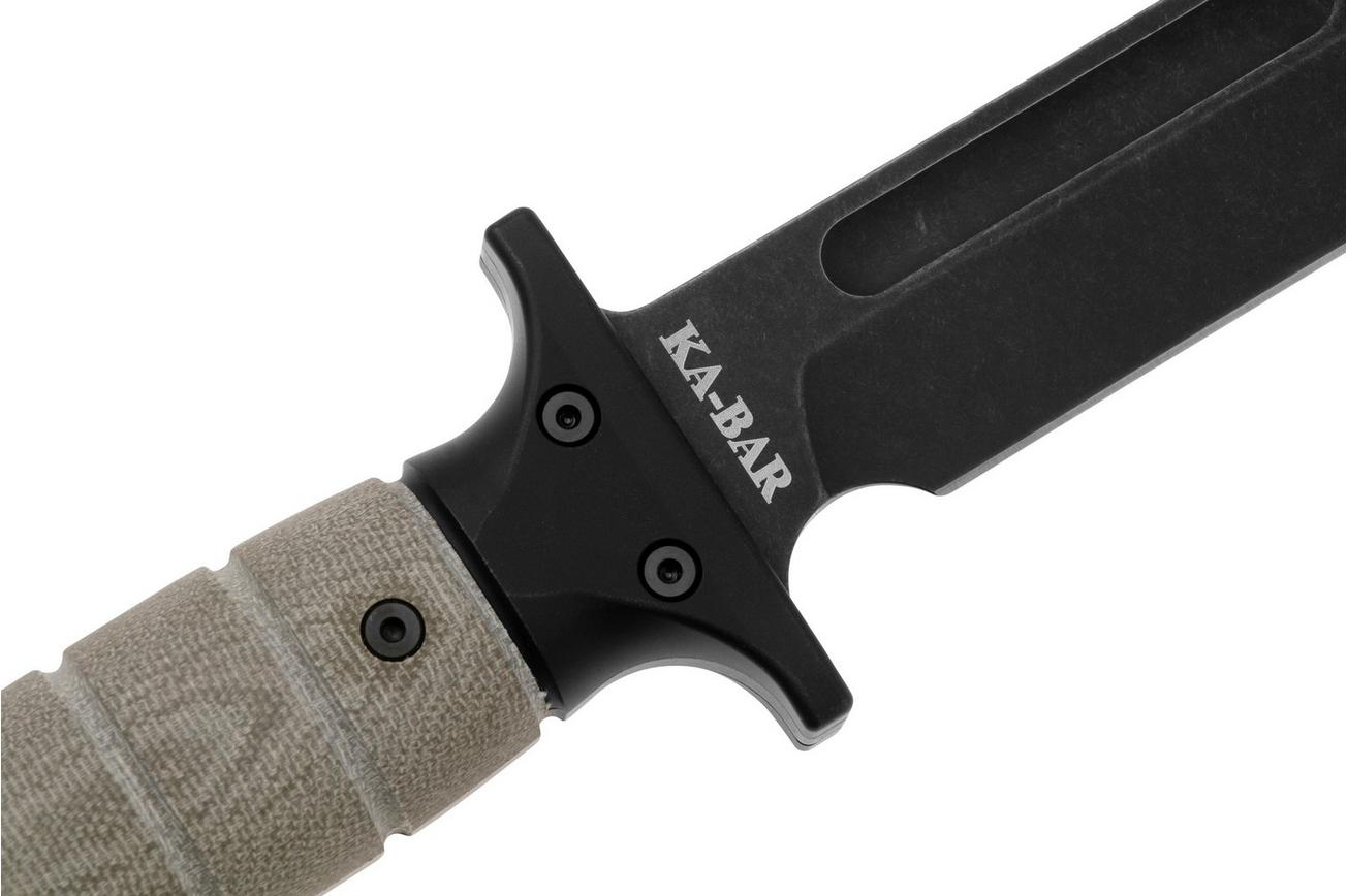 Rick Hinderer KA-BAR Blackwashed 3V, OD Green Micarta, vaststaand mes