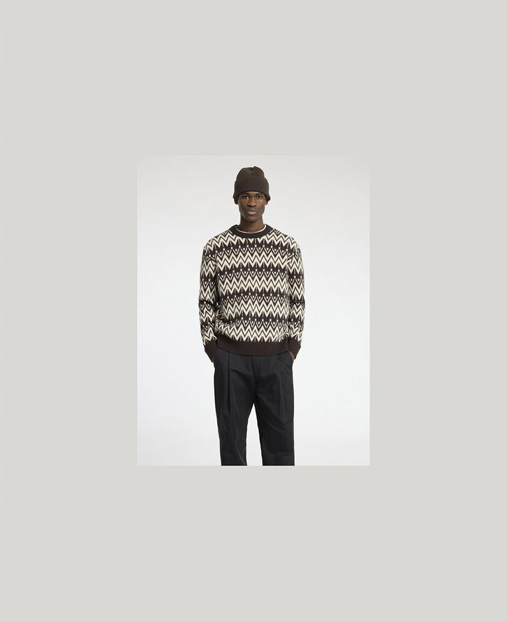 Selected Homme SLHPINE LS KNIT RELAXED CREW NECK Chocolate torte/whitecap gray