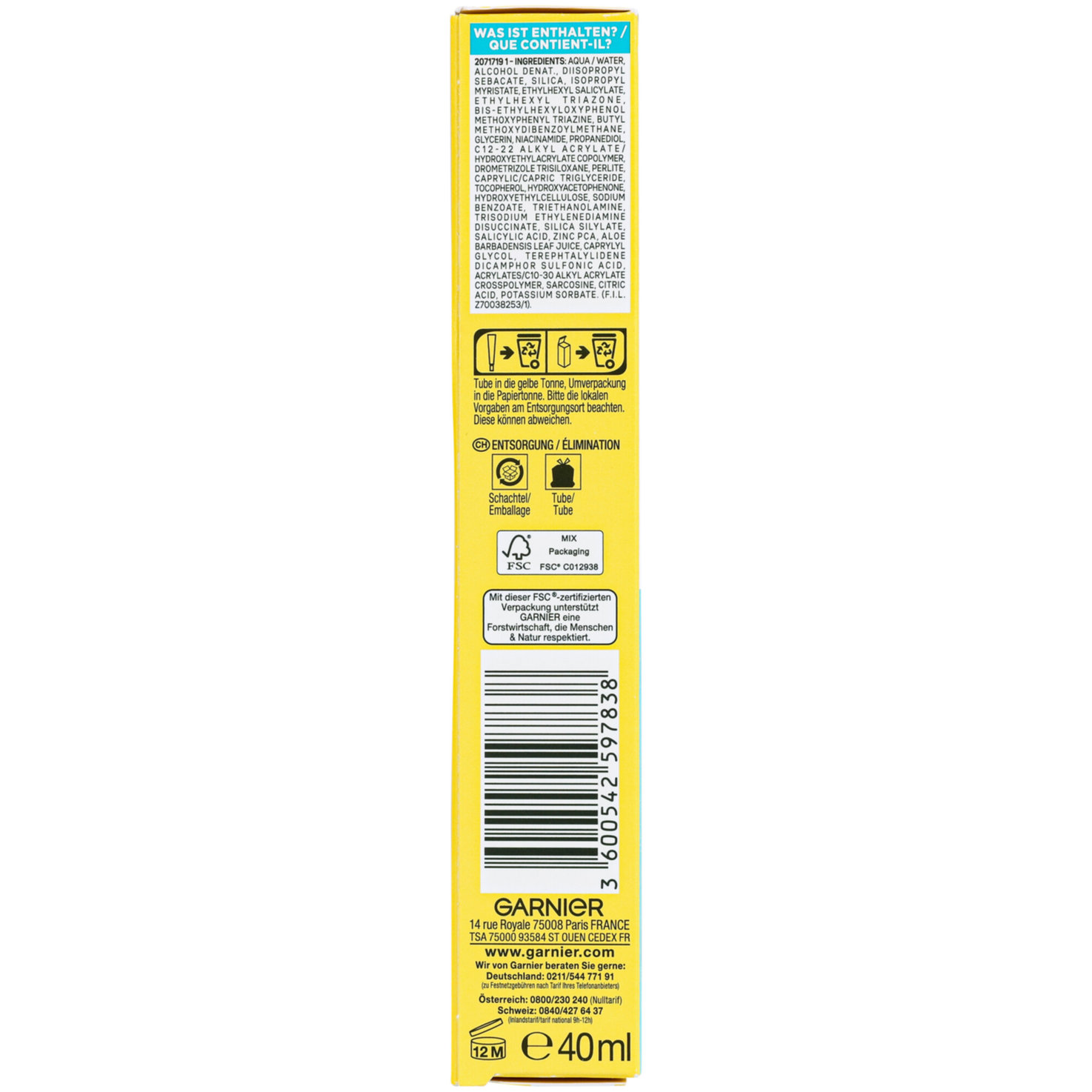 Garnier Hautklar Daily UV Anti-Unreinheiten Fluid Invisible + Matte LSF 50+