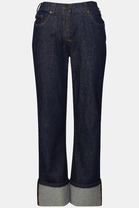 Jeans Mary, weites Bein, Saumumschlag, Stretchdenim
